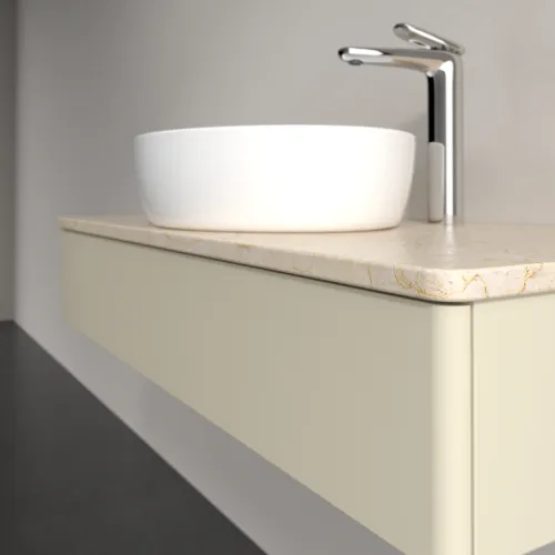 Bild von VILLEROY BOCH Antao Waschbeckenunterschrank, 1 Auszug, 1000 x 190 x 500 mm, Front ohne Struktur, Silk Grey Matt Lacquer / Botticino #K09053HJ