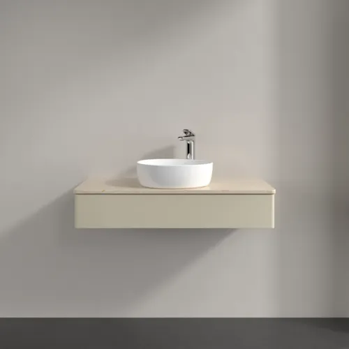 Bild von VILLEROY BOCH Antao Waschbeckenunterschrank, 1 Auszug, 1000 x 190 x 500 mm, Front ohne Struktur, Silk Grey Matt Lacquer / Botticino #K09053HJ