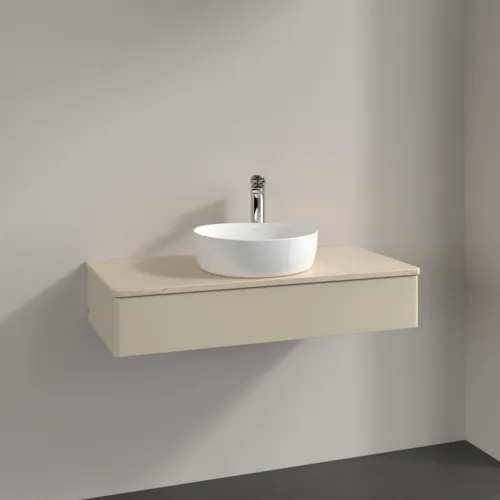 Bild von VILLEROY BOCH Antao Waschbeckenunterschrank, 1 Auszug, 1000 x 190 x 500 mm, Front ohne Struktur, Silk Grey Matt Lacquer / Botticino #K09053HJ