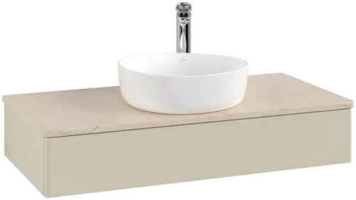 Obrázek VILLEROY BOCH Toaletní skříňka Antao, 1 zásuvka, 1000 x 190 x 500 mm, přední strana bez konstrukce, Silk Grey Matt Lacquer / Botticino #K09053HJ