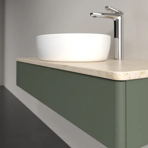 Bild von VILLEROY BOCH Antao Waschbeckenunterschrank, 1 Auszug, 1000 x 190 x 500 mm, Front ohne Struktur, Leaf Green Matt Lacquer / Botticino #K09053HL