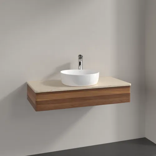 Bild von VILLEROY BOCH Antao Waschbeckenunterschrank, 1 Auszug, 1000 x 190 x 500 mm, Front ohne Struktur, Warm Walnut / Botticino #K09053HM