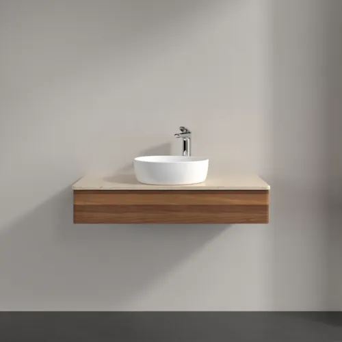 Bild von VILLEROY BOCH Antao Waschbeckenunterschrank, 1 Auszug, 1000 x 190 x 500 mm, Front ohne Struktur, Warm Walnut / Botticino #K09053HM