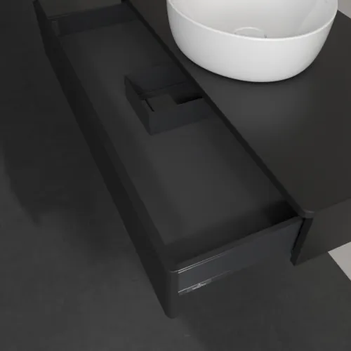 Bild von VILLEROY BOCH Antao Waschbeckenunterschrank, 1 Auszug, 1000 x 190 x 500 mm, Front ohne Struktur, Black Matt Lacquer / Black Matt Lacquer #K09010PD