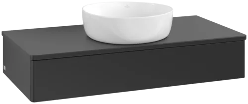 Obrázek VILLEROY BOCH Toaletní skříňka Antao, 1 zásuvka, 1000 x 190 x 500 mm, přední strana bez konstrukce, černý matný lak / černý matný lak #K09010PD