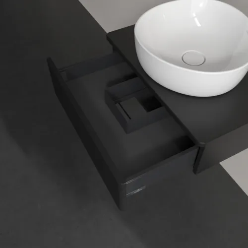 Bild von VILLEROY BOCH Antao Waschbeckenunterschrank, 1 Auszug, 600 x 190 x 500 mm, Front mit Struktur, Black Matt Lacquer / Black Matt Lacquer #K07110PD