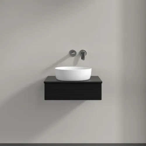 Bild von VILLEROY BOCH Antao Waschbeckenunterschrank, 1 Auszug, 600 x 190 x 500 mm, Front mit Struktur, Black Matt Lacquer / Black Matt Lacquer #K07110PD
