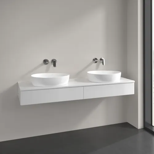 Bild von VILLEROY BOCH Antao Waschbeckenunterschrank, 2 Auszüge, 1600 x 190 x 500 mm, Front ohne Struktur, Glossy White Lacquer / Glossy White Lacquer #K17050GF