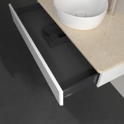 VILLEROY BOCH Antao Waschbeckenunterschrank, 1 Auszug, 1000 x 190 x 500 mm, Front ohne Struktur, Glossy White Lacquer / Botticino #K09053GF, Bild 5