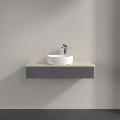 Bild von VILLEROY BOCH Antao Waschbeckenunterschrank, 1 Auszug, 1000 x 190 x 500 mm, Front ohne Struktur, Anthracite Matt Lacquer / Botticino #K09053GK