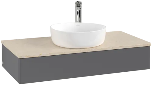 Obrázek VILLEROY BOCH Toaletní skříňka Antao, 1 zásuvka, 1000 x 190 x 500 mm, přední strana bez konstrukce, antracitový matný lak / Botticino #K09053GK