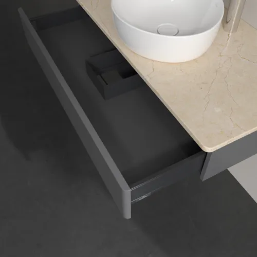 Bild von VILLEROY BOCH Antao Waschbeckenunterschrank, 1 Auszug, 1000 x 190 x 500 mm, Front ohne Struktur, Anthracite Matt Lacquer / Botticino #K09053GK
