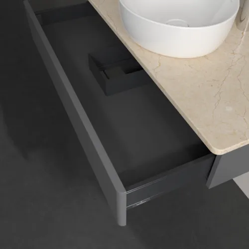 Bild von VILLEROY BOCH Antao Waschbeckenunterschrank, 1 Auszug, 1000 x 190 x 500 mm, Front ohne Struktur, Anthracite Matt Lacquer / Botticino #K09053GK