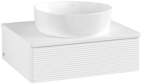Obrázek VILLEROY BOCH Toaletní skříňka Antao, 1 zásuvka, 600 x 190 x 500 mm, texturovaná přední část, bílý matný lak / bílý matný lak #K07110MT