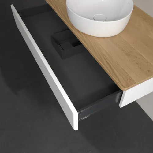 Bild von VILLEROY BOCH Antao Waschbeckenunterschrank, 1 Auszug, 1000 x 190 x 500 mm, Front ohne Struktur, White Matt Lacquer / Honey Oak #K09011MT