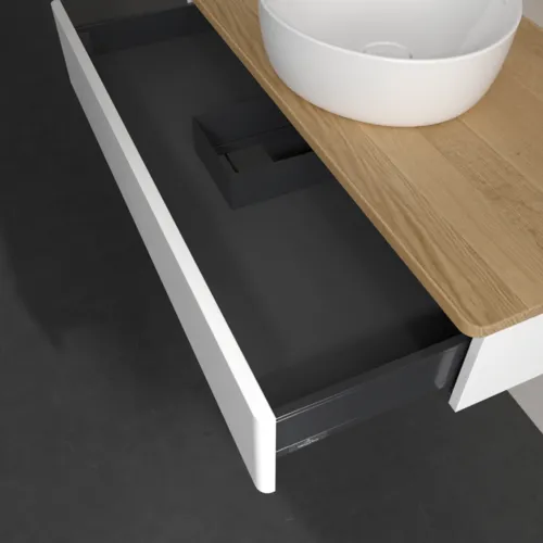 Bild von VILLEROY BOCH Antao Waschbeckenunterschrank, 1 Auszug, 1000 x 190 x 500 mm, Front ohne Struktur, White Matt Lacquer / Honey Oak #K09011MT