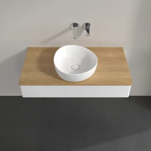 Bild von VILLEROY BOCH Antao Waschbeckenunterschrank, 1 Auszug, 1000 x 190 x 500 mm, Front ohne Struktur, White Matt Lacquer / Honey Oak #K09011MT