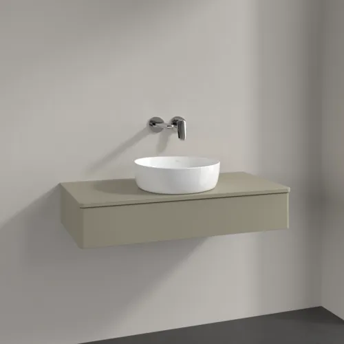 Bild von VILLEROY BOCH Antao Waschbeckenunterschrank, 1 Auszug, 1000 x 190 x 500 mm, Front ohne Struktur, Stone Grey Matt Lacquer / Stone Grey Matt Lacquer #K09010HK
