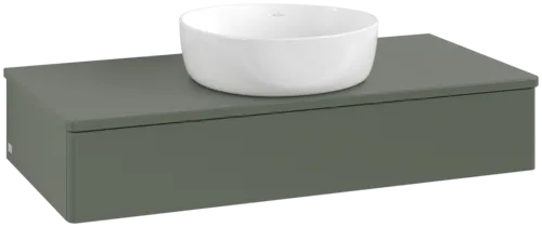 Obrázek VILLEROY BOCH Toaletní stolek Antao, 1 zásuvka, 1000 x 190 x 500 mm, přední strana bez konstrukce, listově zelený matný lak / listově zelený matný lak #K09010HL
