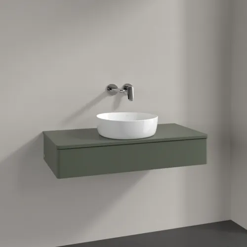 Bild von VILLEROY BOCH Antao Waschbeckenunterschrank, 1 Auszug, 1000 x 190 x 500 mm, Front ohne Struktur, Leaf Green Matt Lacquer / Leaf Green Matt Lacquer #K09010HL