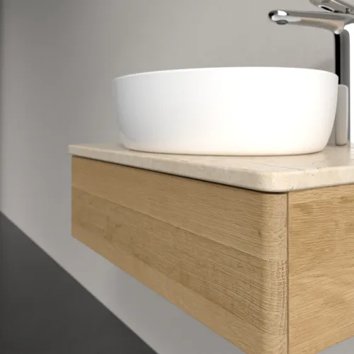 Bild von VILLEROY BOCH Antao Waschbeckenunterschrank, 1 Auszug, 600 x 190 x 500 mm, Front ohne Struktur, Honey Oak / Botticino #K07053HN