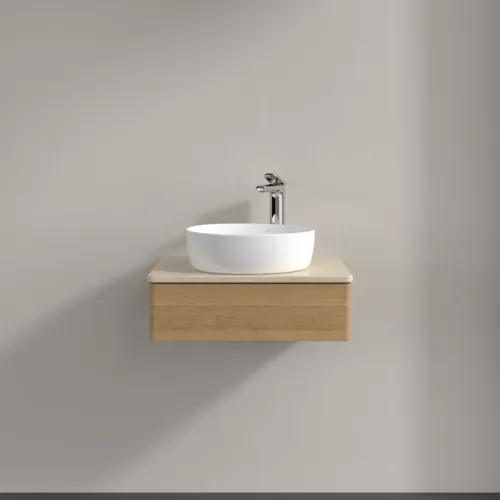 Bild von VILLEROY BOCH Antao Waschbeckenunterschrank, 1 Auszug, 600 x 190 x 500 mm, Front ohne Struktur, Honey Oak / Botticino #K07053HN