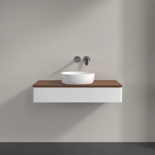 Bild von VILLEROY BOCH Antao Waschbeckenunterschrank, 1 Auszug, 1000 x 190 x 500 mm, Front ohne Struktur, White Matt Lacquer / Warm Walnut #K09012MT
