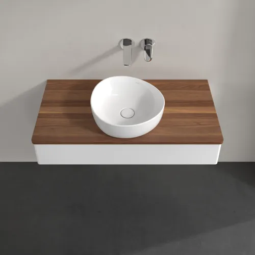 Bild von VILLEROY BOCH Antao Waschbeckenunterschrank, 1 Auszug, 1000 x 190 x 500 mm, Front ohne Struktur, White Matt Lacquer / Warm Walnut #K09012MT