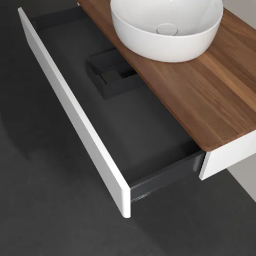 Bild von VILLEROY BOCH Antao Waschbeckenunterschrank, 1 Auszug, 1000 x 190 x 500 mm, Front ohne Struktur, White Matt Lacquer / Warm Walnut #K09012MT