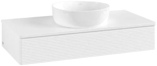Obrázek VILLEROY BOCH Toaletní skříňka Antao, 1 zásuvka, 1000 x 190 x 500 mm, texturovaná přední část, bílý matný lak / bílý matný lak #K09110MT