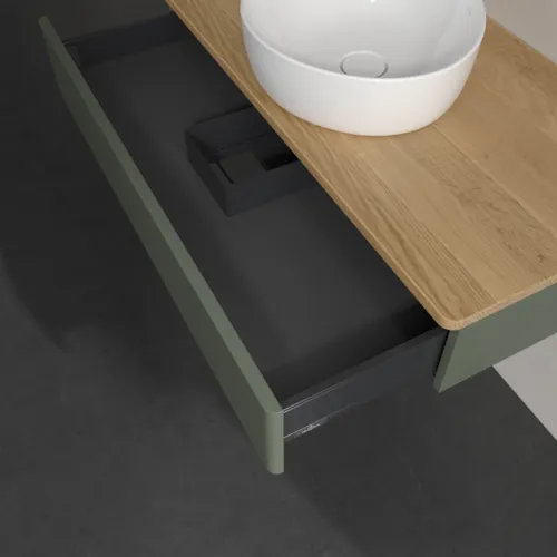 Bild von VILLEROY BOCH Antao Waschbeckenunterschrank, 1 Auszug, 1000 x 190 x 500 mm, Front ohne Struktur, Leaf Green Matt Lacquer / Honey Oak #K09011HL