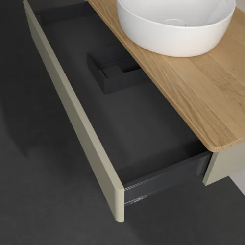 Bild von VILLEROY BOCH Antao Waschbeckenunterschrank, 1 Auszug, 1000 x 190 x 500 mm, Front ohne Struktur, Stone Grey Matt Lacquer / Honey Oak #K09011HK