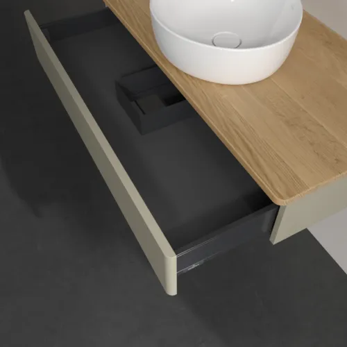 Bild von VILLEROY BOCH Antao Waschbeckenunterschrank, 1 Auszug, 1000 x 190 x 500 mm, Front ohne Struktur, Stone Grey Matt Lacquer / Honey Oak #K09011HK