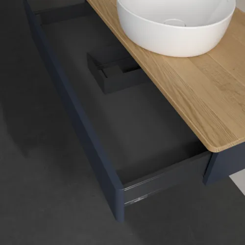 Bild von VILLEROY BOCH Antao Waschbeckenunterschrank, 1 Auszug, 1000 x 190 x 500 mm, Front ohne Struktur, Midnight Blue Matt Lacquer / Honey Oak #K09011HG