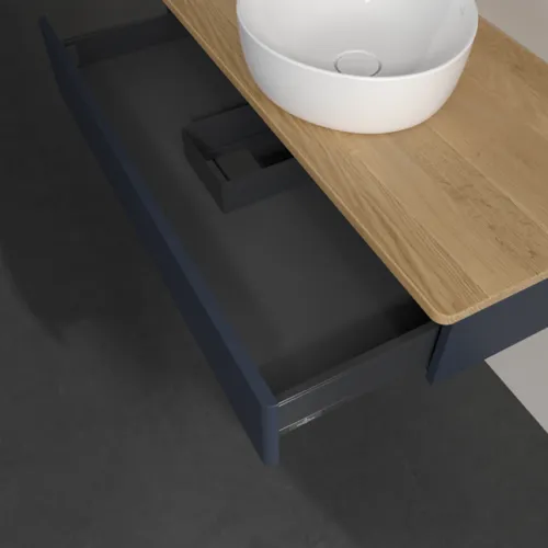 Bild von VILLEROY BOCH Antao Waschbeckenunterschrank, 1 Auszug, 1000 x 190 x 500 mm, Front ohne Struktur, Midnight Blue Matt Lacquer / Honey Oak #K09011HG