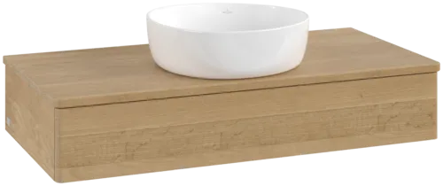 Obrázek VILLEROY BOCH Toaletní stolek Antao, 1 zásuvka, 1000 x 190 x 500 mm, přední strana bez konstrukce, medový dub / medový dub #K09011HN