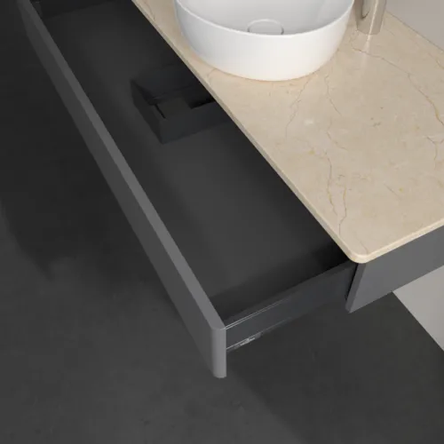 Bild von VILLEROY BOCH Antao Waschbeckenunterschrank, 1 Auszug, 1200 x 190 x 500 mm, Front ohne Struktur, Anthracite Matt Lacquer / Botticino #K10053GK