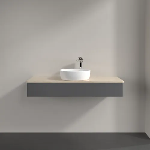 Bild von VILLEROY BOCH Antao Waschbeckenunterschrank, 1 Auszug, 1200 x 190 x 500 mm, Front ohne Struktur, Anthracite Matt Lacquer / Botticino #K10053GK