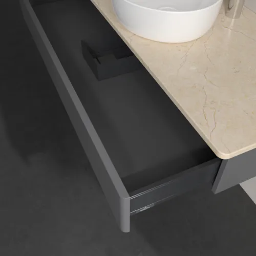 Bild von VILLEROY BOCH Antao Waschbeckenunterschrank, 1 Auszug, 1200 x 190 x 500 mm, Front ohne Struktur, Anthracite Matt Lacquer / Botticino #K10053GK