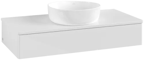 Picture of VILLEROY BOCH Antao Vanity unit, 1 pull-out compartment, 1000 x 190 x 500 mm, Front without structure, Glossy White Lacquer / Glossy White Lacquer #K09010GF