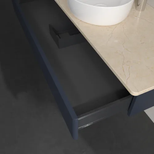 Bild von VILLEROY BOCH Antao Waschbeckenunterschrank, 1 Auszug, 1200 x 190 x 500 mm, Front ohne Struktur, Midnight Blue Matt Lacquer / Botticino #K10053HG