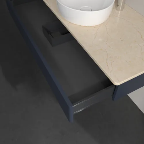 Bild von VILLEROY BOCH Antao Waschbeckenunterschrank, 1 Auszug, 1200 x 190 x 500 mm, Front ohne Struktur, Midnight Blue Matt Lacquer / Botticino #K10053HG