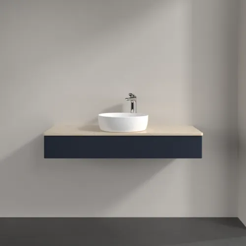 Bild von VILLEROY BOCH Antao Waschbeckenunterschrank, 1 Auszug, 1200 x 190 x 500 mm, Front ohne Struktur, Midnight Blue Matt Lacquer / Botticino #K10053HG