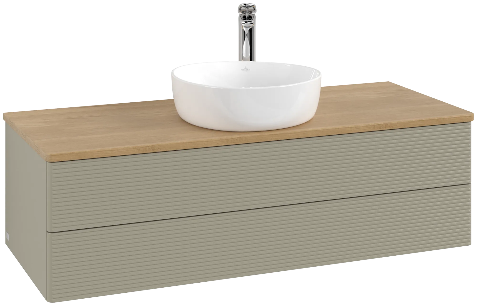 Picture of VILLEROY BOCH Antao Vanity unit, 2 pull-out compartments, 1200 x 360 x 500 mm, Front with grain texture, Stone Grey Matt Lacquer / Honey Oak #K21151HK