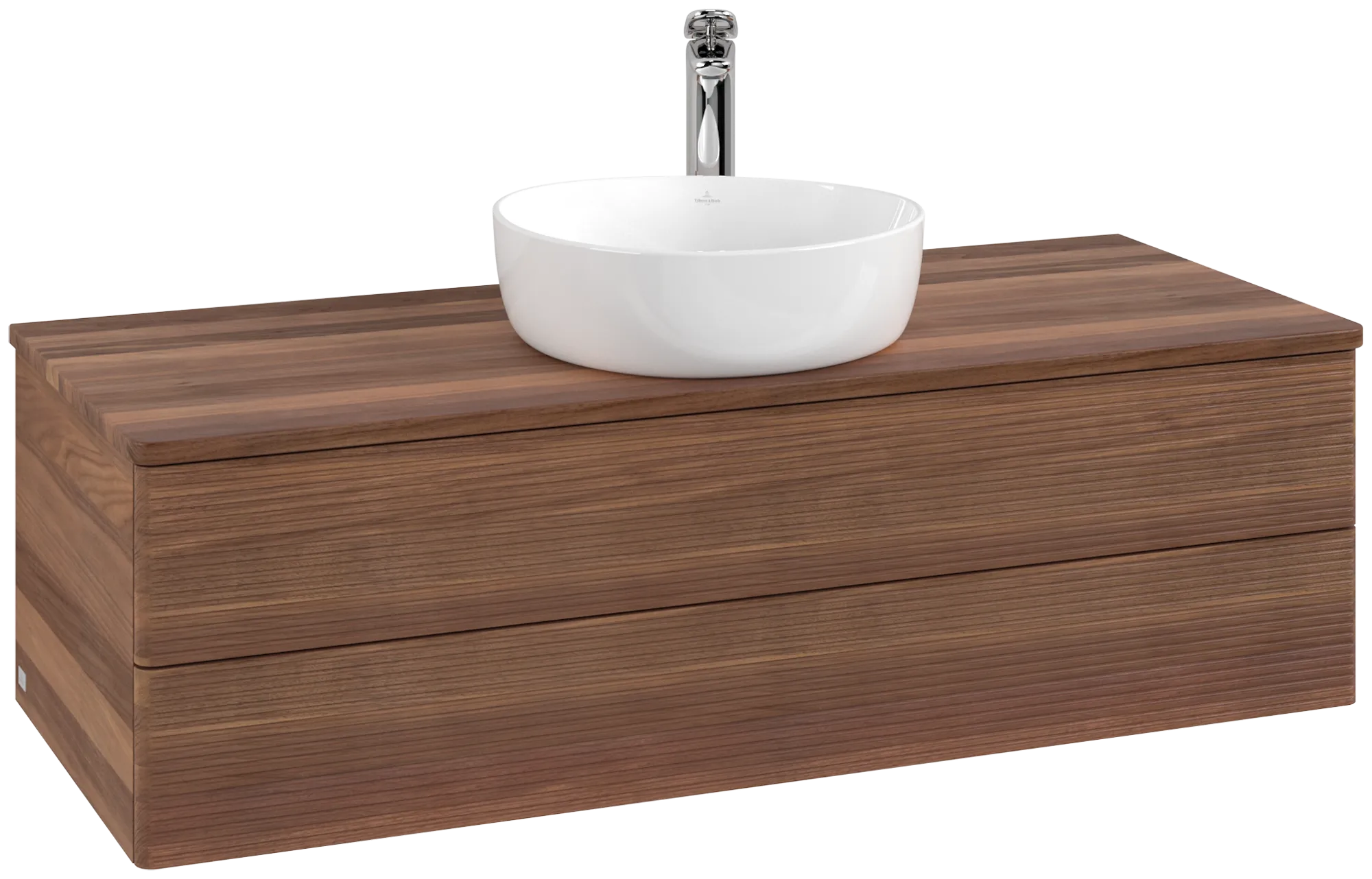 Picture of VILLEROY BOCH Antao Vanity unit, 2 pull-out compartments, 1200 x 360 x 500 mm, Front with grain texture, Warm Walnut / Warm Walnut #K21152HM