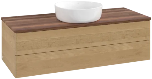 Picture of VILLEROY BOCH Antao Vanity unit, 2 pull-out compartments, 1200 x 360 x 500 mm, Front without structure, Honey Oak / Warm Walnut #K21012HN