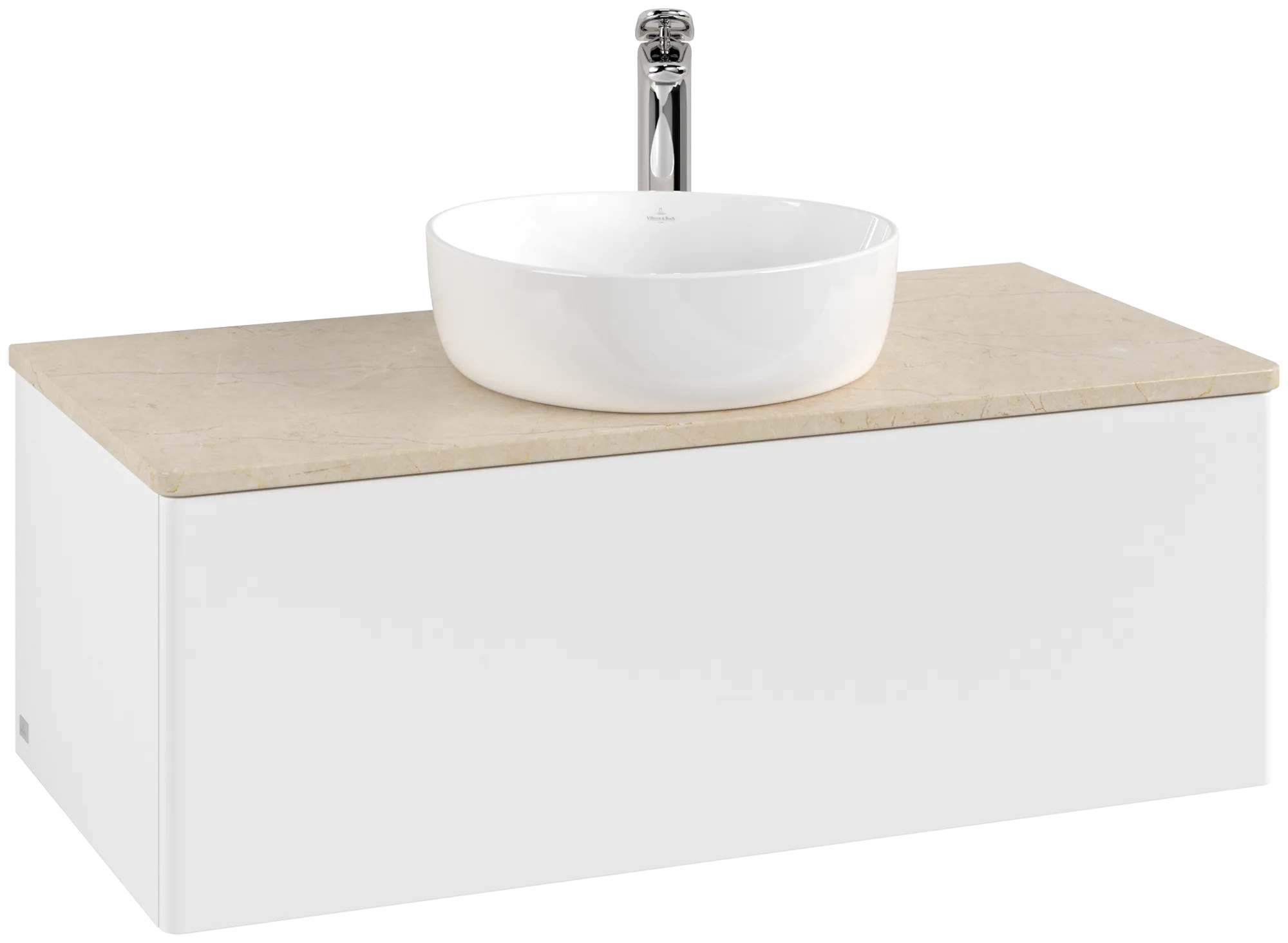Picture of VILLEROY BOCH Antao Vanity unit, 1 pull-out compartment, 1000 x 360 x 500 mm, Front without structure, White Matt Lacquer / Botticino #K31053MT