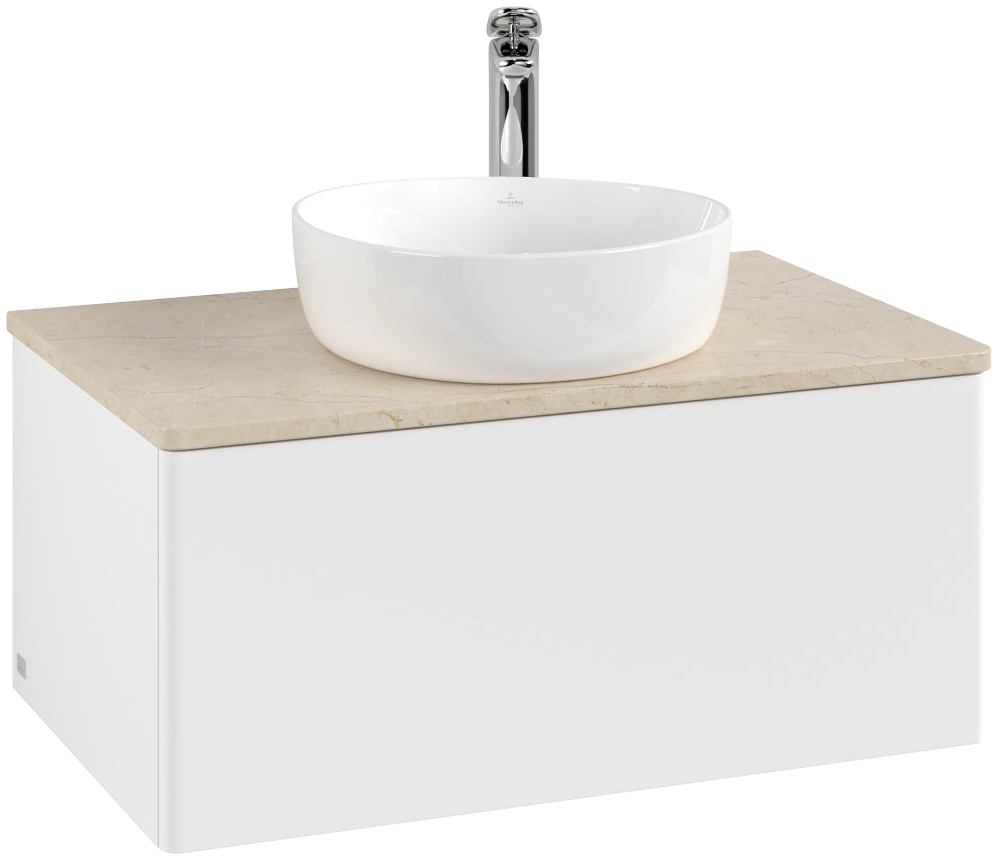 Зображення з  VILLEROY BOCH Antao Vanity unit, 1 pull-out compartment, 800 x 360 x 500 mm, Front without structure, White Matt Lacquer / Botticino #K30053MT