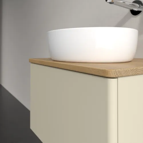 Bild von VILLEROY BOCH Antao Waschbeckenunterschrank, 1 Auszug, 600 x 360 x 500 mm, Front ohne Struktur, Silk Grey Matt Lacquer / Honey Oak #K29011HJ