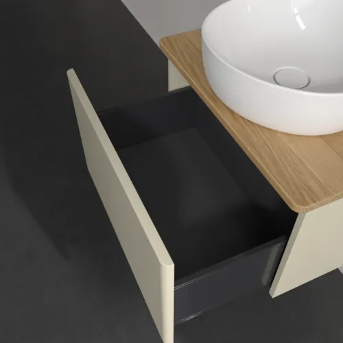 Bild von VILLEROY BOCH Antao Waschbeckenunterschrank, 1 Auszug, 600 x 360 x 500 mm, Front ohne Struktur, Silk Grey Matt Lacquer / Honey Oak #K29011HJ